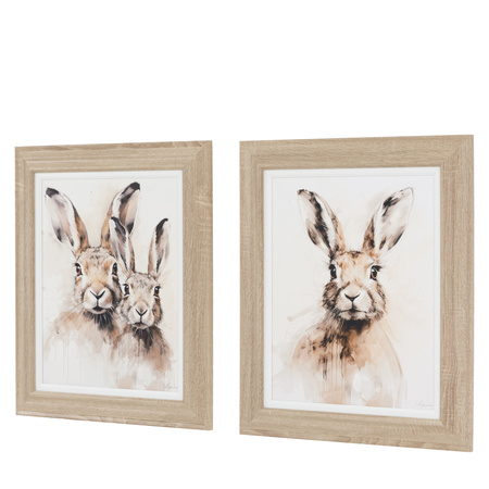 Obraz w ramie „Woodland Whiskers” – brązowy, 30,5 × 3,2 × 30,5 cm, zestaw 2 szt.