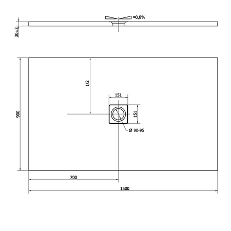 FLEXIA brodzik kompozytowy z możliwością docinania 150x90cm, biały mat