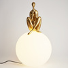 Lampa stołowa WOMAN-3 ,47 cm -złota figura, biały klosz
