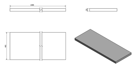 AVICE blat pod umywalkę 130x50cm, grubość 5cm, Cement