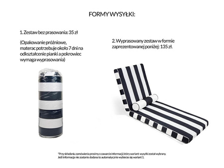 Materac ogrodowy AZURE / NICEA UV         z poduszką biało-czarny