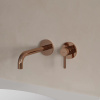 Y bateria umywalkowa podtynkowa z długą wylewką, miedź połysk