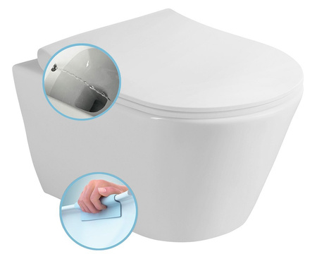 AVVA CLEANWASH WC wiszące z funkcją bidetu, Rimless, 35,5x53cm, biały