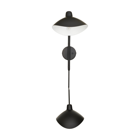 Lampa ścienna CRANE-2W S, 110 cm - loftowy, kinkiet dwuramienny, czarny