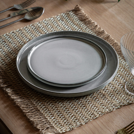 Talerz deserowy Reactive Glaze – jasnoszary, 18 × 18 × 3 cm, zestaw 4 szt.