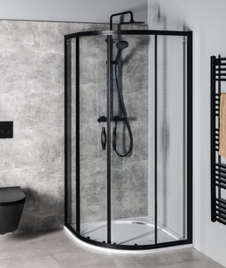 SIGMA SIMPLY BLACK kabina prysznicowa półokrągła 1000x1000mm, R550, szkło czyste