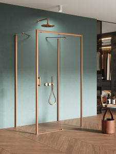 NZ4 Kabina prysznicowa PRIME COPPER BRUSHED 1D prostokątna przyścienna P 160x80x200 szkło czyste 6mm Active Shield 2.0