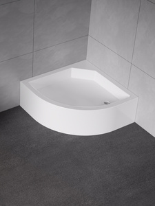 Brodzik prysznicowy ARTUS 90x90x29 półokrągły R55, fi 52, podstawa stelaż, gł 19cm