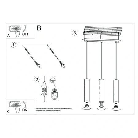Lampa wisząca LAGOS 3L ultramaryna