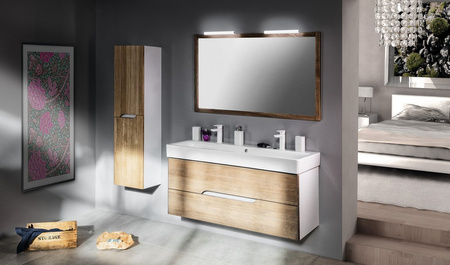 MEDIENA szafka umywalkowa 117x51x48,5cm, biały mat/dąb graphite