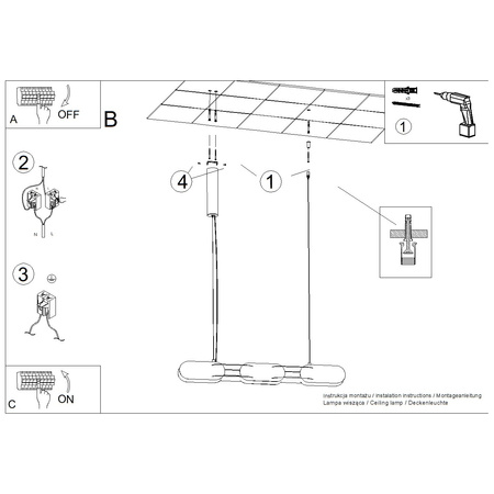 Lampa wisząca CHAIN 91 błękitna LED 3000K