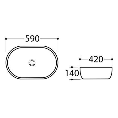DALMA umywalka ceramiczna nablatowa 59x42 cm, marfil