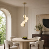 Lampa wisząca MOLECULA 38 cm - biało złota pionowa lampa do salonu