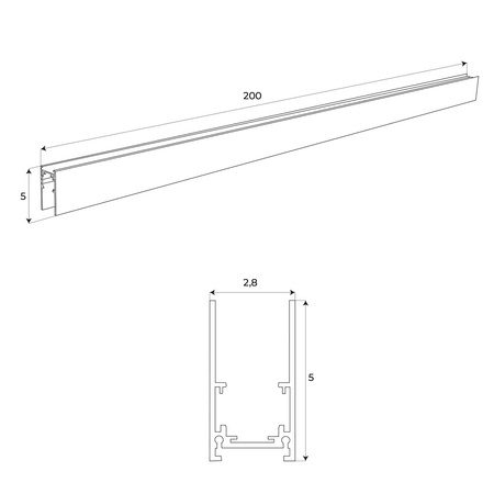 MAXLIGHT MT0002 SZYNA MAGNETYCZNA GŁĘBOKA, NATYNKOWA, 2 METRY, CZARNA