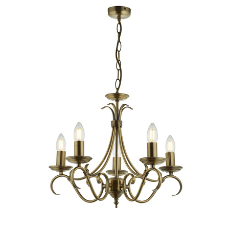 Bernice 5 Pendant Light Antique Brass