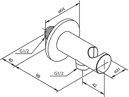 Przyłącze ścienne węża prysznicowego z uchwytem na słuchawkę prysznicową matowa czerń