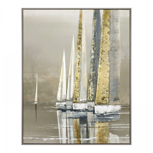 Obraz w ramie „Golden Sails” – złoty, 83 × 3 × 102 cm