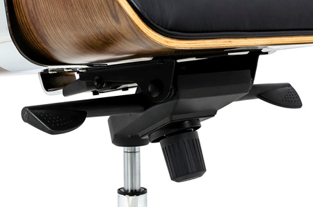 Fotel biurowy LOUNGE BUSINESS czarny - sklejka orzech, skóra naturalna, stal polerowana