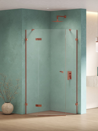 Kabina prysznicowa EVENTA COPPER SHINE 1D pięciokątna L 90x90x200 szkło czyste 8mm Active Shield 2.0