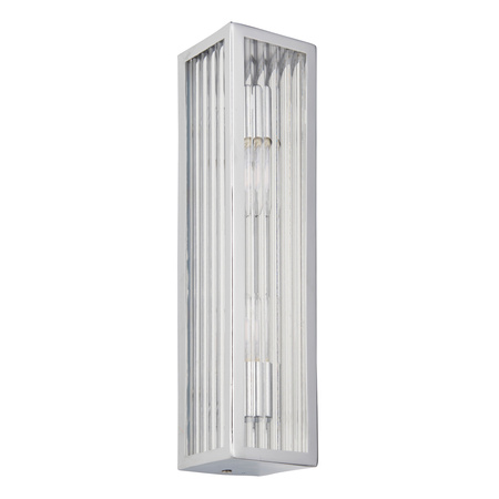 Newham Bathroom 2 Wall Light Chrome/Clear Ribbed