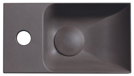 PICCOLINO umywalka betonowa, 30,8x17cm, bateria z lewej strony, ciemnobrązowy mat