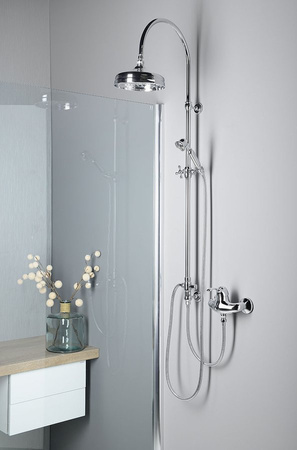 VANITY zestaw prysznicowy z podłączeniem do baterii, deszczownia i główka prysznicowa, chrom