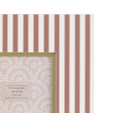 Stripe Photo Frame Olive & Fawn 4x4in (2pk)