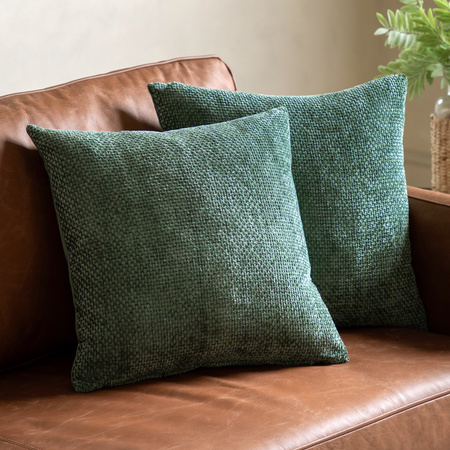 Basketweave Chenille Cushion Olive 2pk 450x450mm