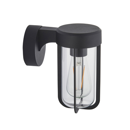 Lucca Wall Light Textured Black & Clear Glass