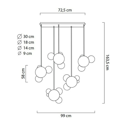 MOOSEE lampa wisząca CAPRI LINE 5 złota