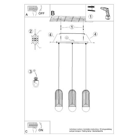 Lampa wisząca BRINA 3L biała