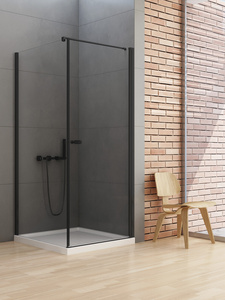 NZ2 Kabina prysznicowa NEW SOLEO BLACK 1D prostokątna U 80x75x195 szkło czyste 6mm Active Shield 2.0 - wsp. równoległy
