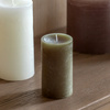 Pillar Candle Rustic Olive (2pk) 70x70x130mm