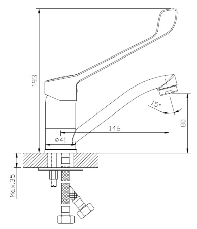 Bateria umywalkowa stojąca z ruchomą wylewką i dźwignią Medico, chrom