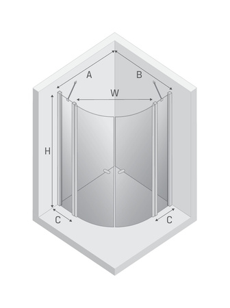 NZ4 Kabina prysznicowa NEW SOLEO 2D półokrągła asymetryczna 80x90x195 szkło czyste 6mm Active Shield 2.0 2.0