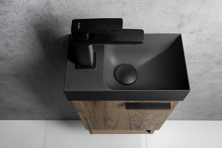 PICCOLINO umywalka betonowa, 30,8x17cm, bateria z lewej strony, antracyt mat