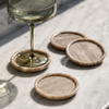 Novi Round Coasters S/4 Beige Marble 100x100x15mm