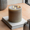 LED 3 Wick Candle Warm Grey 150x150x150mm