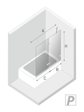 PARAWAN NAWANNOWY AVEXA WHITE U 120x150 CZYSTE 6mm ACTIVE SHIELD