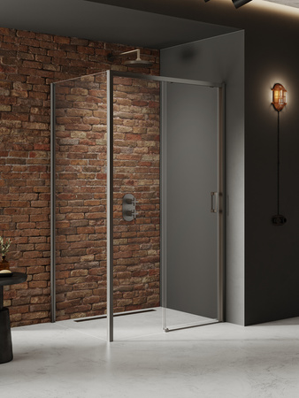 Kabina prysznicowa PRIME GUNMETAL BRUSHED 1D kwadratowa P 100x100x200 szkło czyste 6mm Active Shield 2.0