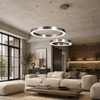 Lampa wisząca CIRCLE 2 60+80 cm - LED, ring nikiel szczotkowany na 1 podsufitce