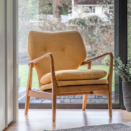 Fotel Jensen – ochra, 73 × 71 × 85 cm