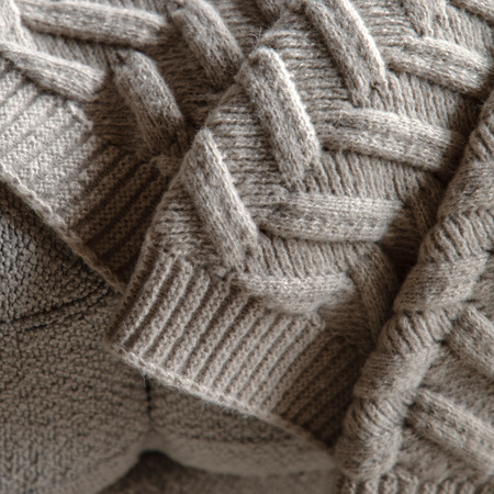 Herringbone Woven Knit Throw Natural 1300x1700mm