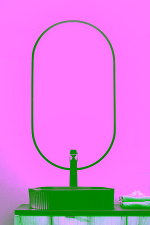 Zestaw meblowy 140cm z blatem, dwoma umywalkami nablatowymi Magic, szafkami wysokimi i lustrem LED