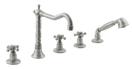 ANTEA pięcioelementowa bateria na brzeg wanny z wylewką retro, nikiel