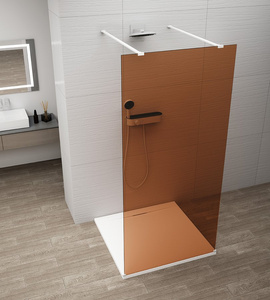 ESCA WHITE MATT jednoczęściowa kabina przysznicowa Walk-In, szkło Marron, 1400 mm