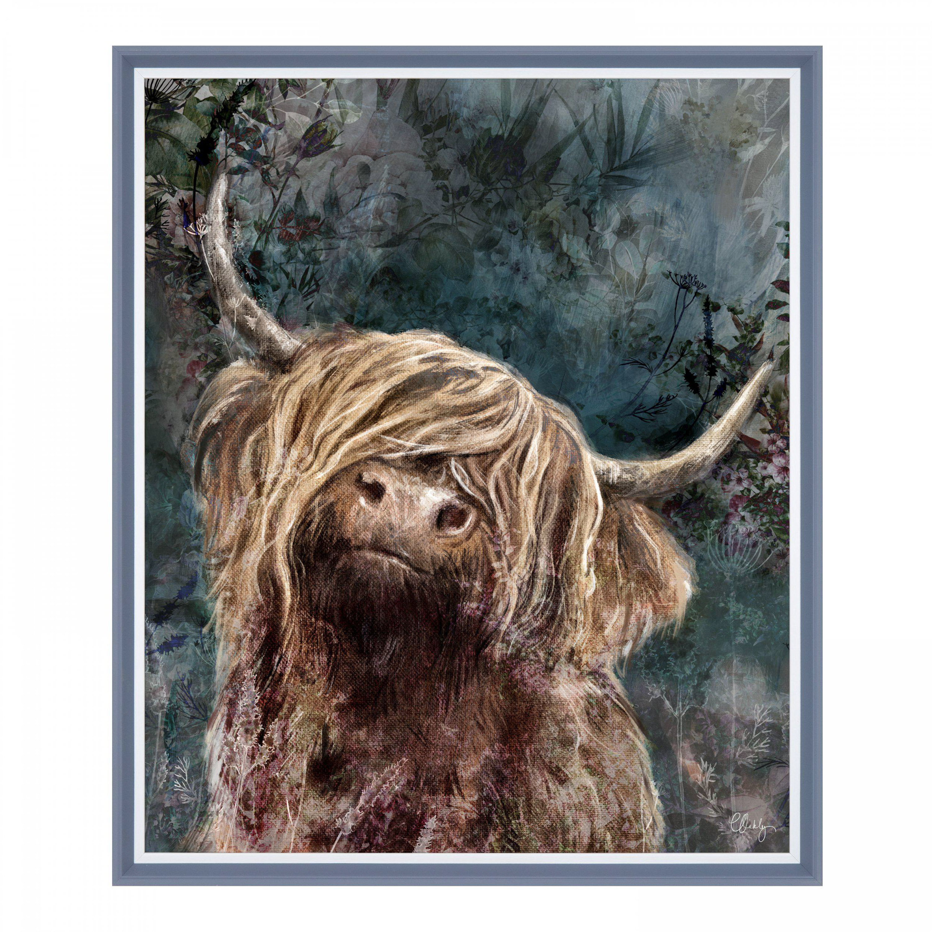 Obraz w ramie „Dougie” – niebieski / brązowy, 53,5 × 1,8 × 63,5 cm