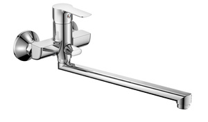BARON bateria wannowa ścienna, rozstaw 100mm, z obrotową wylewką, chrom