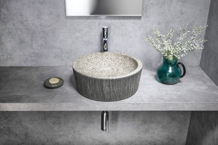 PRIORI umywalka ceramiczna nablatowa, średnica 41cm, granit