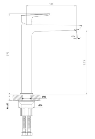 Bateria umywalkowa stojąca wysoka - nablatowa, chrom